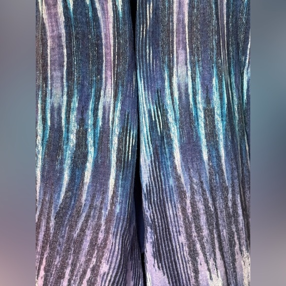 Chicos Women's Sz 2 (US L) Long Sleeve Crepe Trim Blue Print Kimono Cardigan - Picture 8 of 8